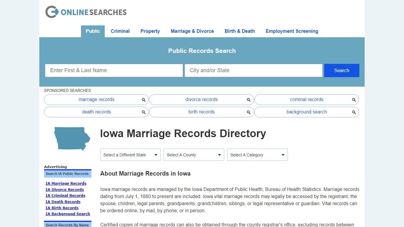 Iowa Marriage Records Search Directory